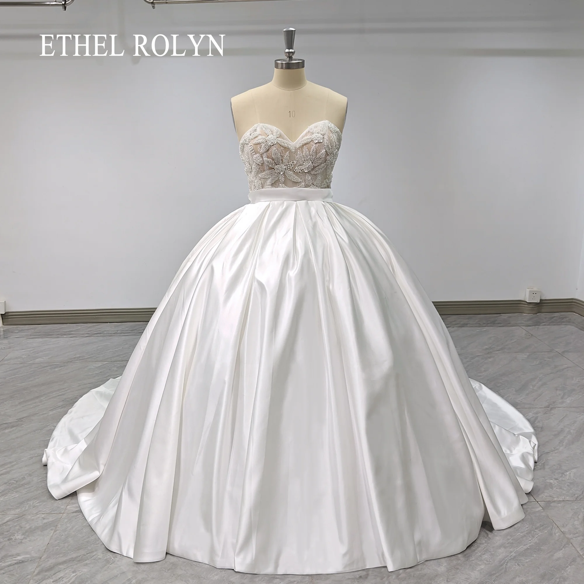 

Женское бальное платье ETHEL ROLYN, свадебное платье без бретелек, с открытой спиной и бисером, на шнуровке, атласное свадебное платье, 2023