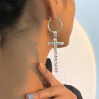 korean trend classic white crystal inlaid cross dangle earrings for women romantic charm party pendientes jewelry wedding gift