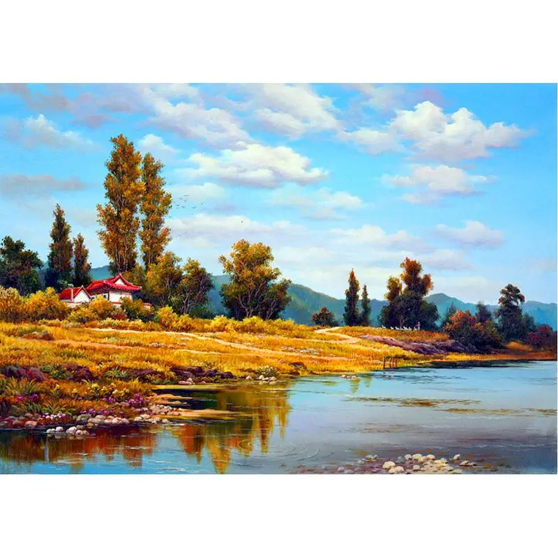 

GATYZTORY Painting By Numbers Natural Scenery In Autumn Handpainted Pictures By Numbers On Canvas Gift Home Decoration Wall Art