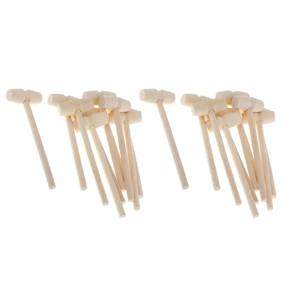 

40 Pack Unfinished Wooden Mallets Natural Hardwood Hammers Lobster Seafood Crackers Wood Hammer Toy