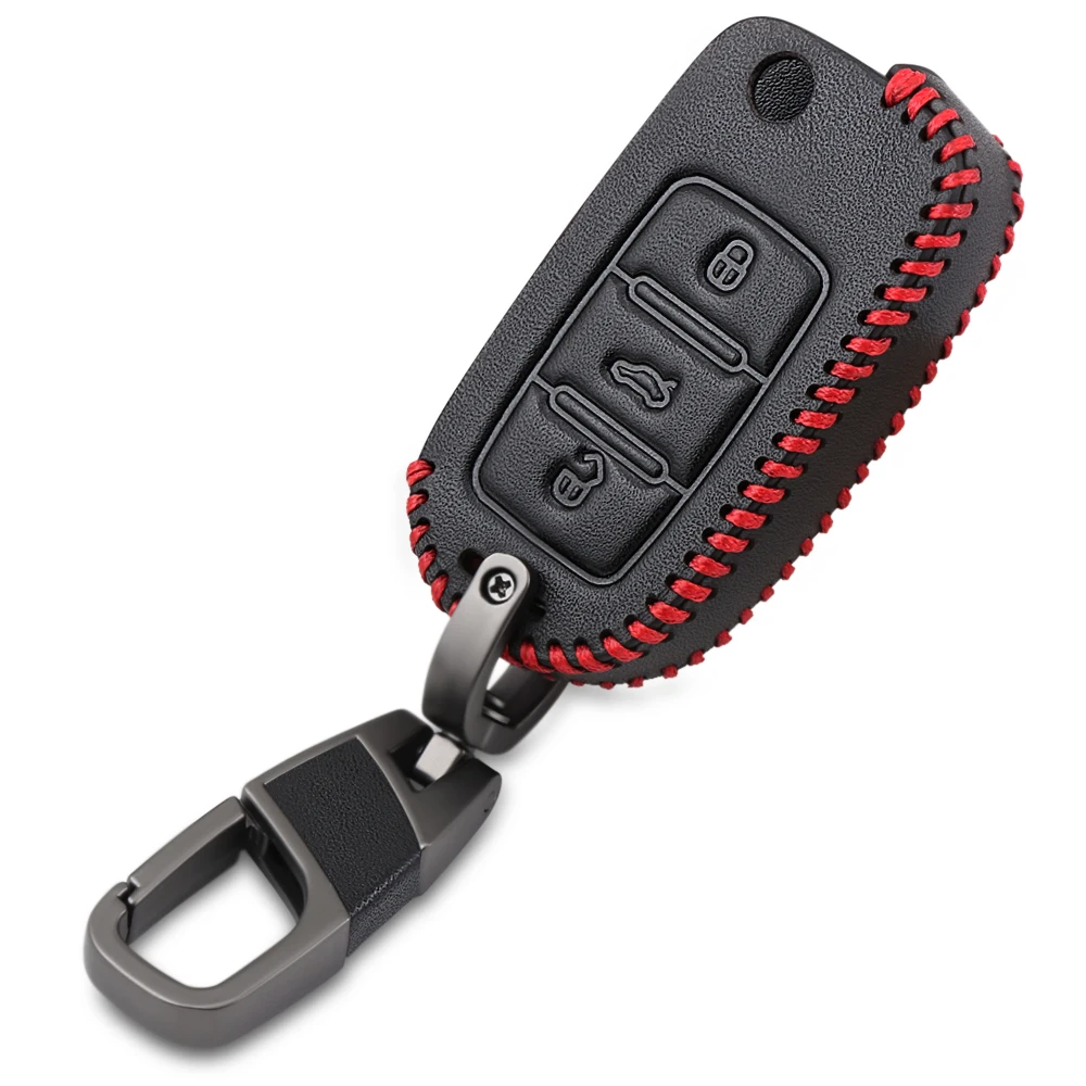 Кожаный чехол для автомобильного ключа VW Polo Tiguan Passat Golf MK Jetta Skoda Kodiaq Superb Octavia -