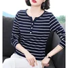 Cotton T-Shirt for Women Long Sleeve V-neck Tops 4
