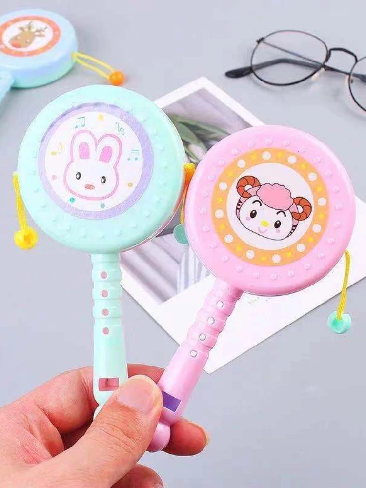 

1PC Cartoon Animal Rattle Drum Spin Toy Baby Plastic Hand Drum Whistle Toy Children's Early Educational Toys [Random Color]