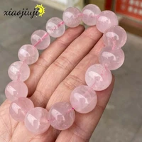 pink crystal bracelet pink rose powder crystal quartz natural stone stretch bracelet jewelry beads lovers woman gift
