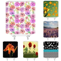 watercolor flowers shower curtains spring plants floral scenery rural country bathroom decor fabric bath curtain set with hooks