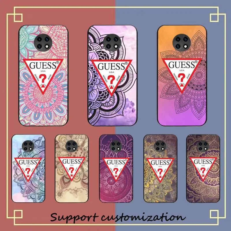

Fashion Brand Guess Mandala Flower Totem Phone Case For Xiaomi Redmi Note8A 7 5 Note8pro 8T 9Pro note 6pro Capa