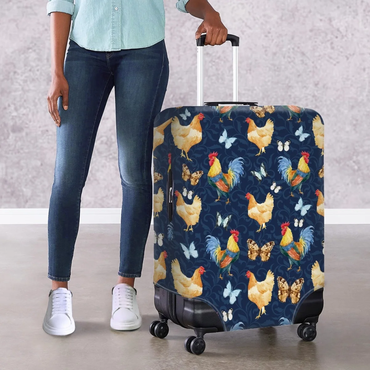 

Защитный чехол для багажа twoheart sgirl, эластичный чехол для чемодана с изображением петуха, для путешествий, защита от пыли, на колесиках, фоточехол 2023