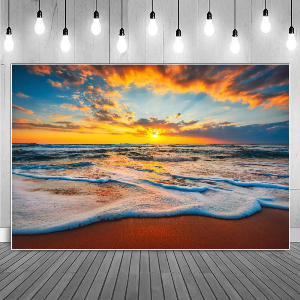 

Sunsetting Ebb Tides Floating Dark Clouds Photography Backgrounds Summer Seaside Ocean Scenery Backdrops Photographic Portrait