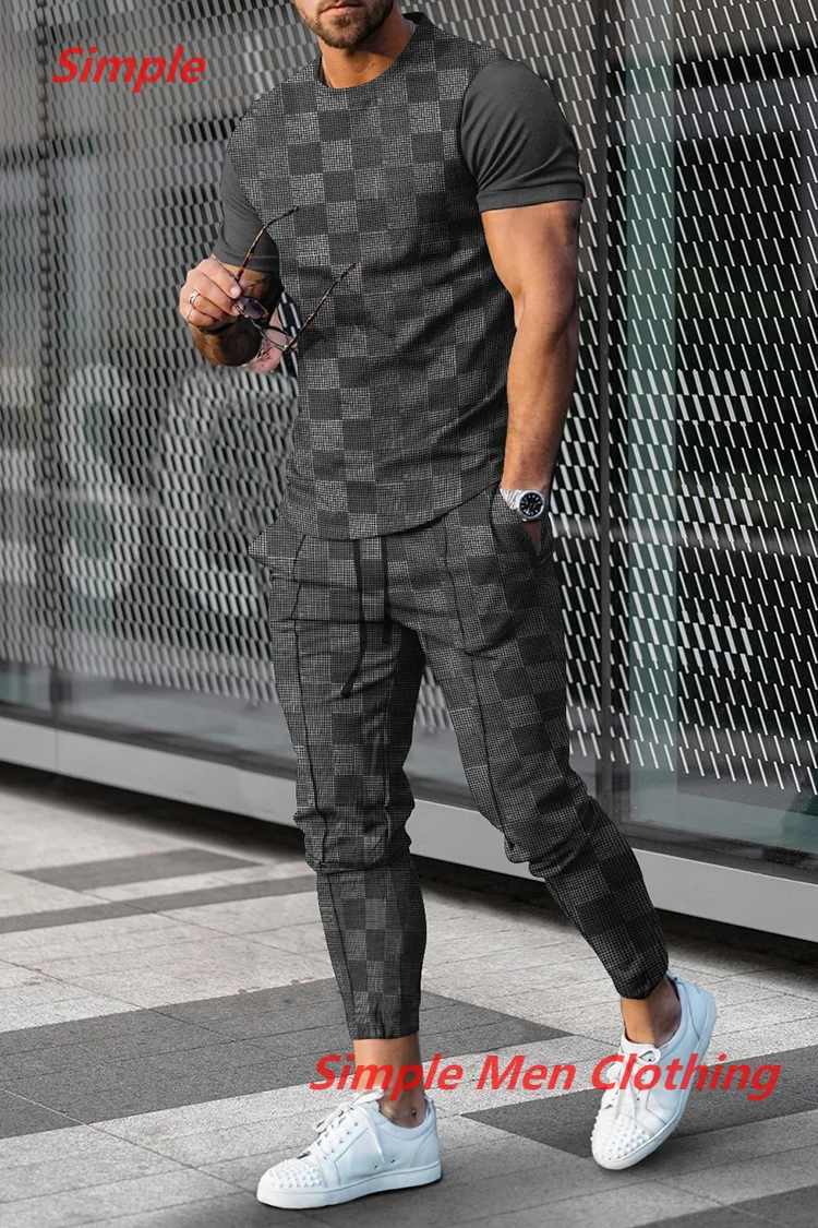 New Summer Men tshirt Sets Tracksuit 3D Printed 2 Piece Outfits Short Sleeve Fashion T-shirt Long Pants Set Men Clothing