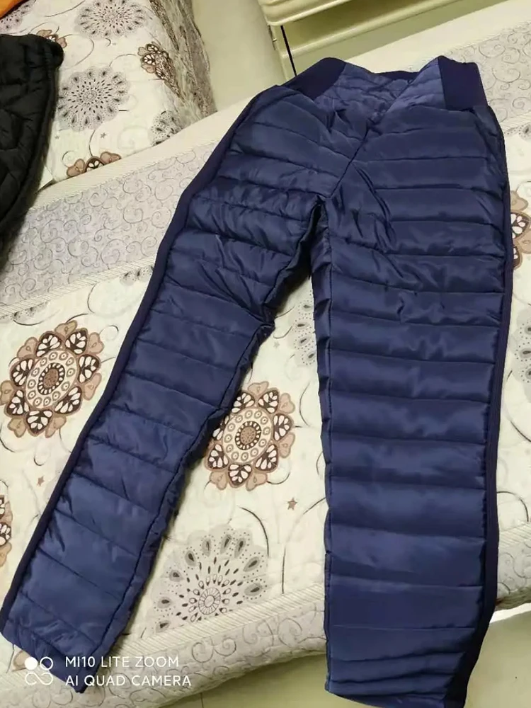 Women's New Winter White Duck Down Pencil Pants Women's Zipper High Waist Down Warm Snow Pants Slim Fit Thickened Pants