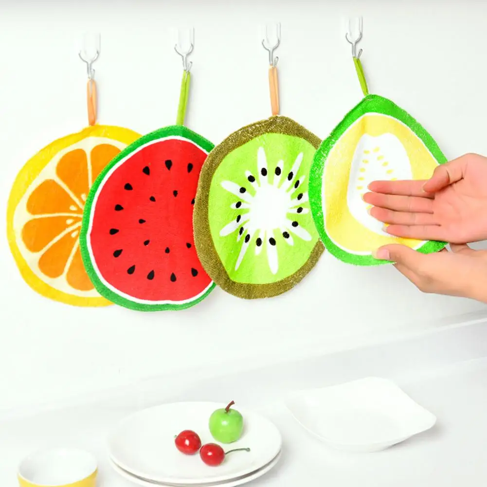 

Полотенца для рук с мультяшным фруктовым рисунком, мягкая Абсорбирующая Подвеска для кухни, быстрая доставка