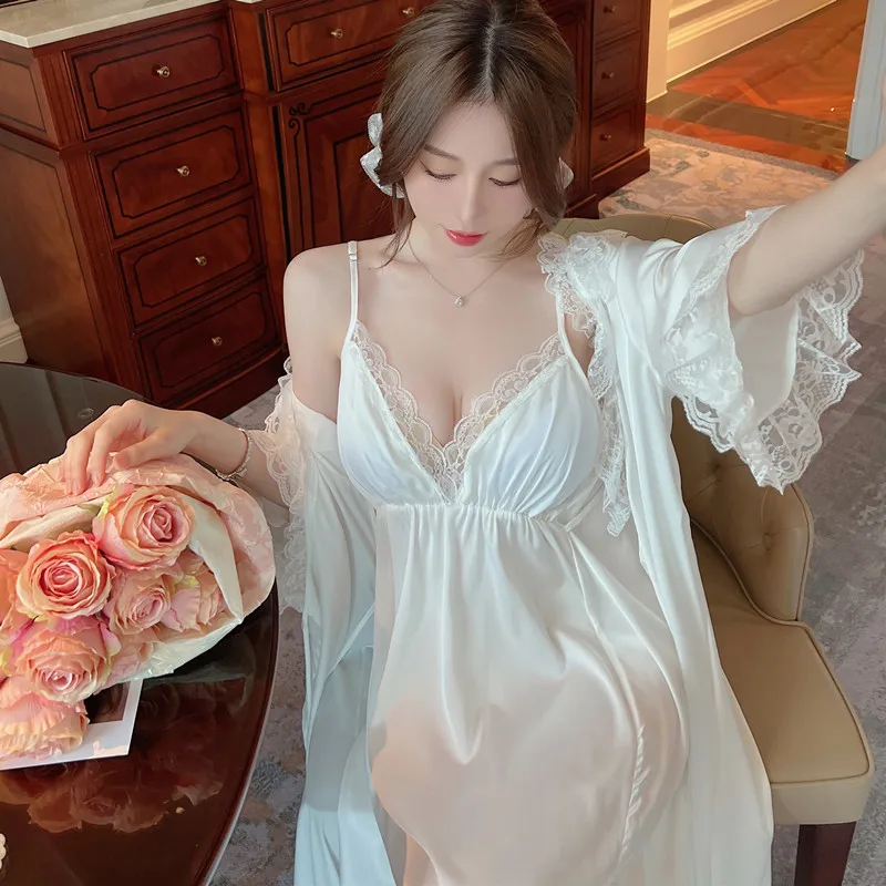 Женский свадебный халат костюм из двух предметов привлекательный кружевной