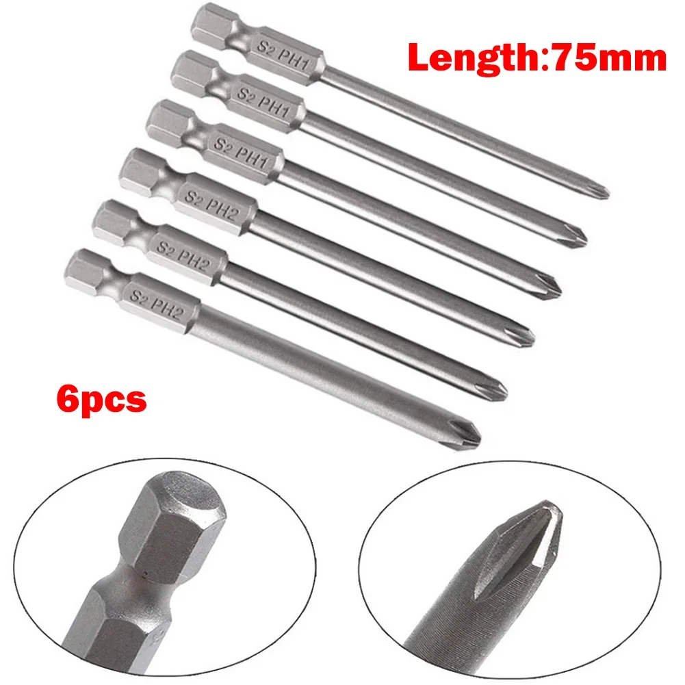 

6Pcs/Set Security Bit Set Tamper Proof Screwdriver Bit 75/100mm Steel Magnetic Hex Screwdriver Hand Tool Accessories