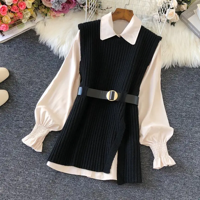 Shirt Knitted Vest 2023 Spring Dignified Goddess Fan High Quality Casual Fashion Trending Suit Fashion