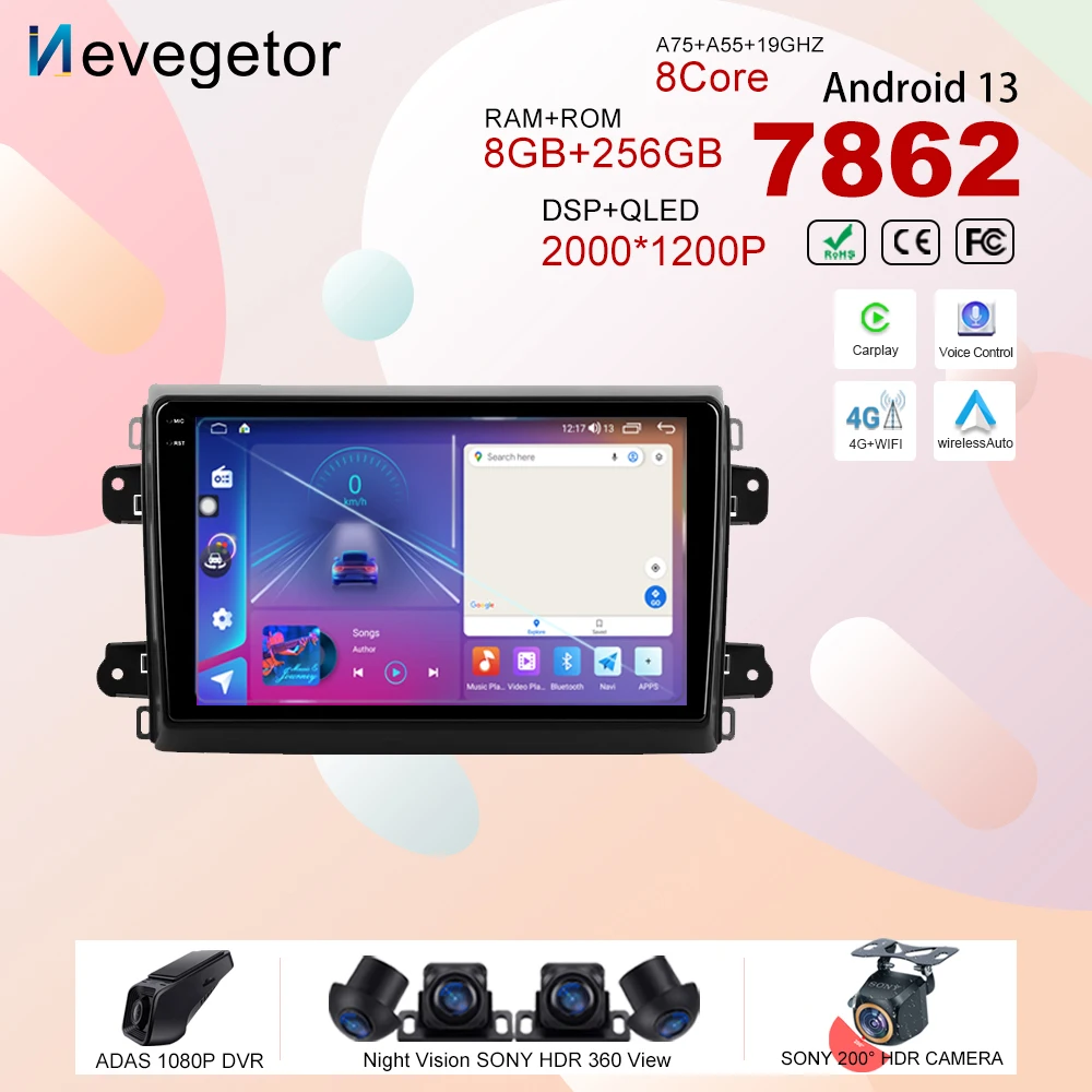 Автомобильный DVD для Fiat Ducato Van L3H2 2021-2023 Android13 Радио Стерео Мультимедийный плеер