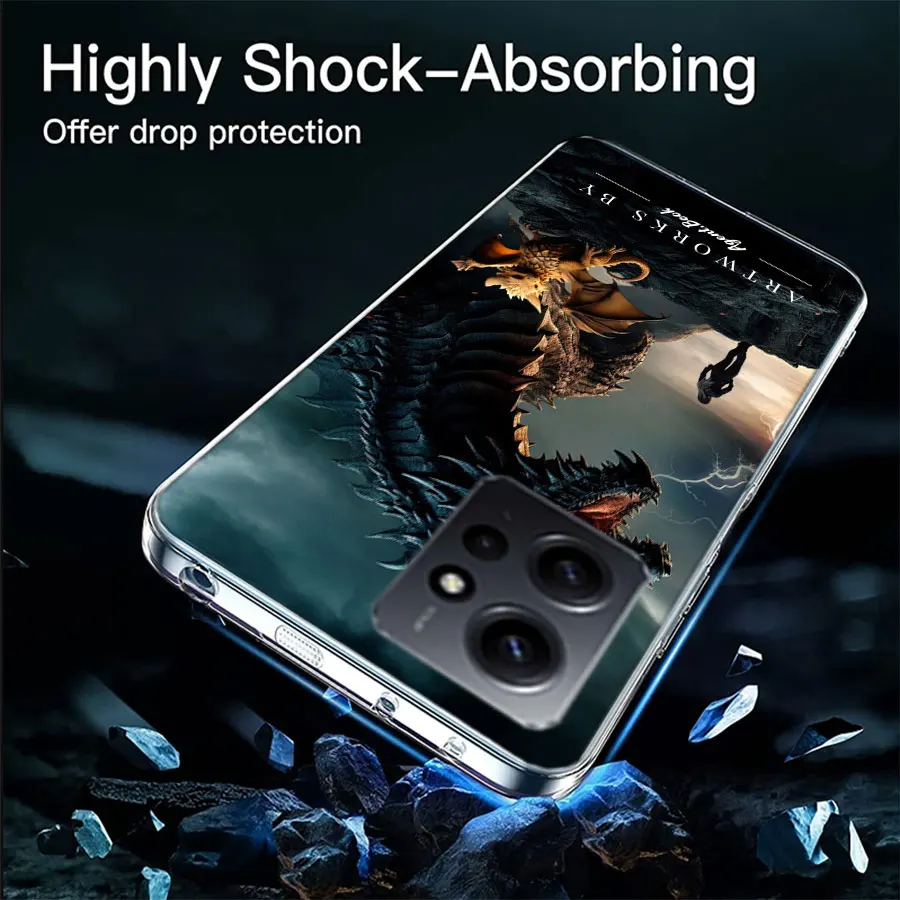 Прозрачный чехол F-4 W-Wing Dragon для Xiaomi Redmi Note 11 11S 11T 11E 10 10S 9 9S 9T 8 8T Pro 7 K70 K60 K20 из ТПУ с