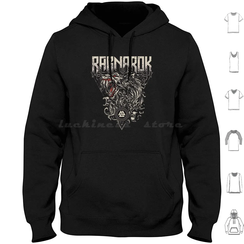 Fenrir Ragnarok Norse Viking Wolf Valknut Knotwork Мифология Толстовки с длинными рукавами Щит Lagertha