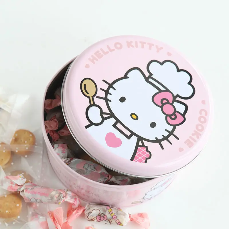 Kawaii Hello Kittys бисквит розовый круглый железная коробка бумага для нуги 50 шт. Олова