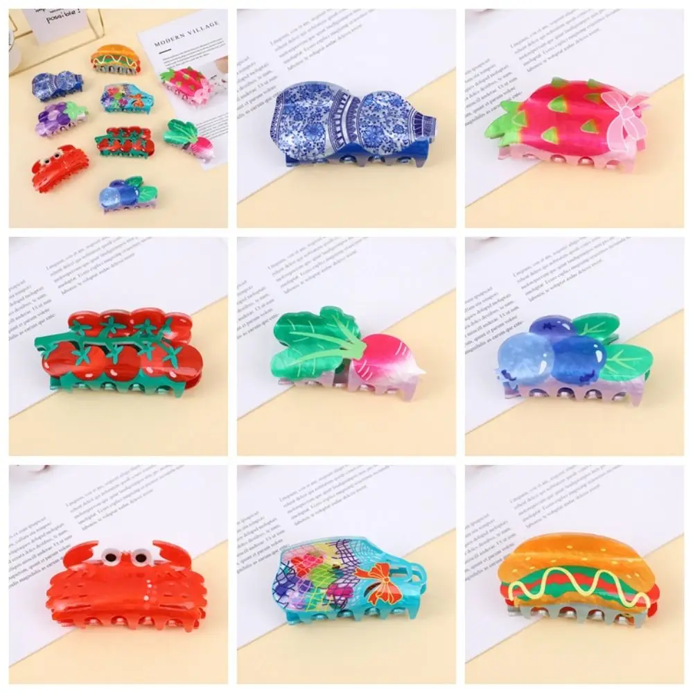 

Заколка для волос с изображением винограда, цветов и томатов