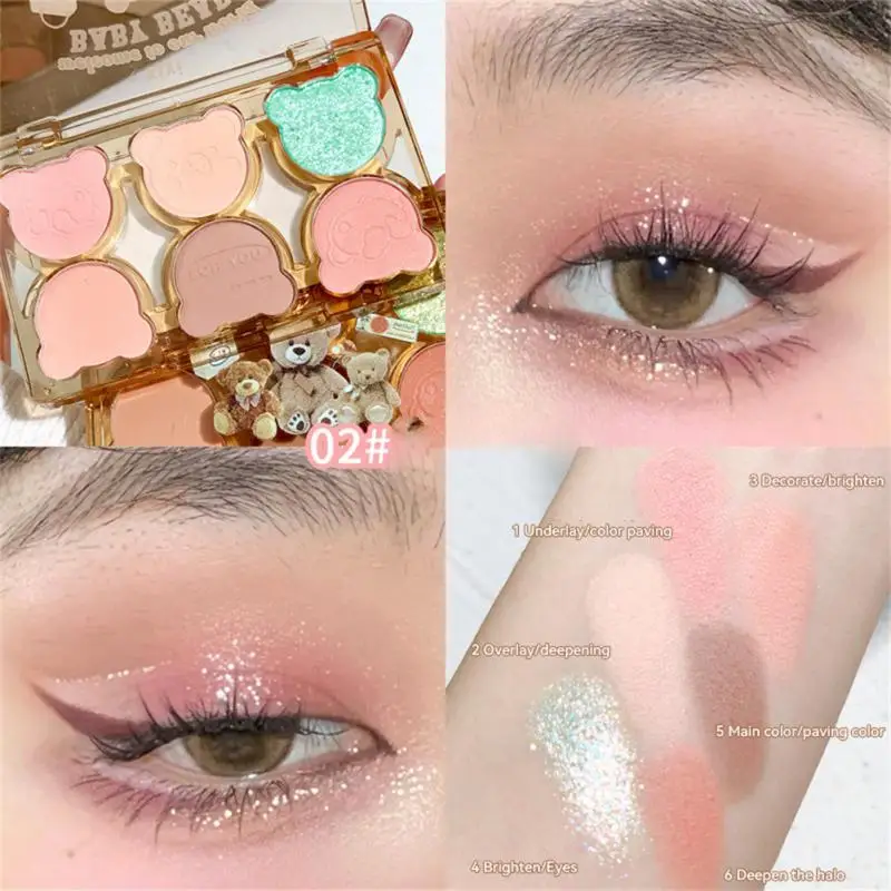 

XiXi Eyeshadow 6 Color Glitter Eye Shadow Palette Long-lasting Shiny Eyeshadow Eye Makeup Female Cosmetic