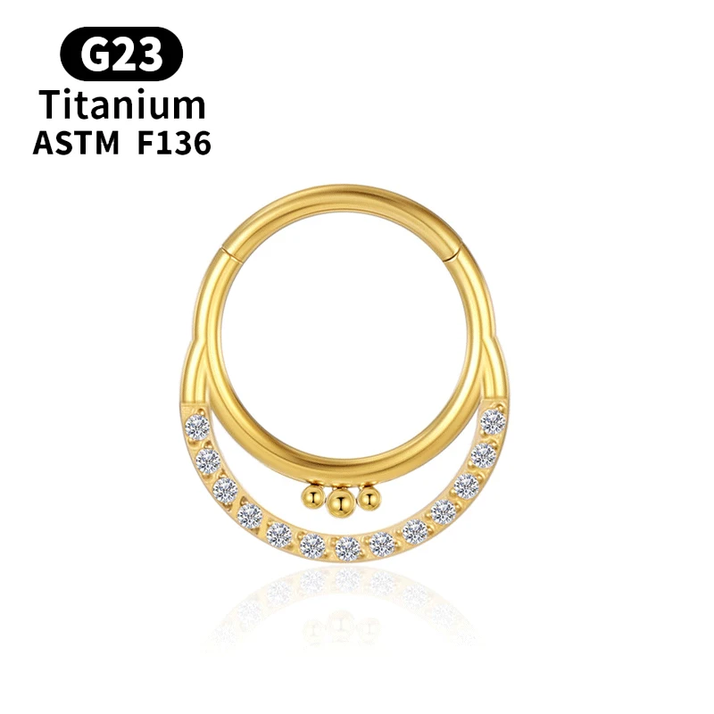 Piercing Septum Clicker Cartilage G23 Titanium Hinged Segment Surgical Nose Rings Hoop Earrings for Women Zircon Body Jewelry