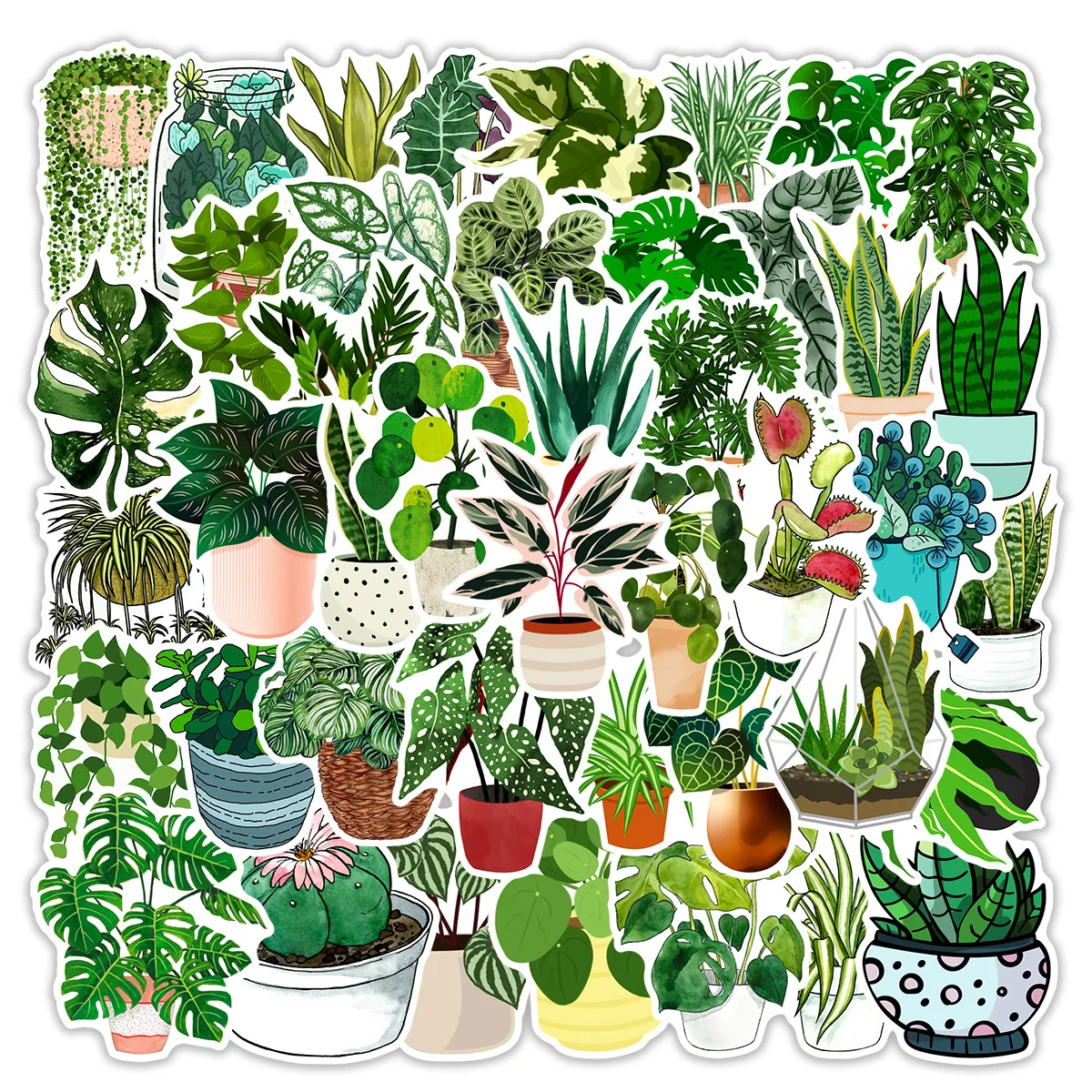 

10/30/50PCS New Cartoon Animation Green Plant Skateboard Graffiti Laptop Cup DIY Waterproof PVC Children's Toy Sticker Wholesale