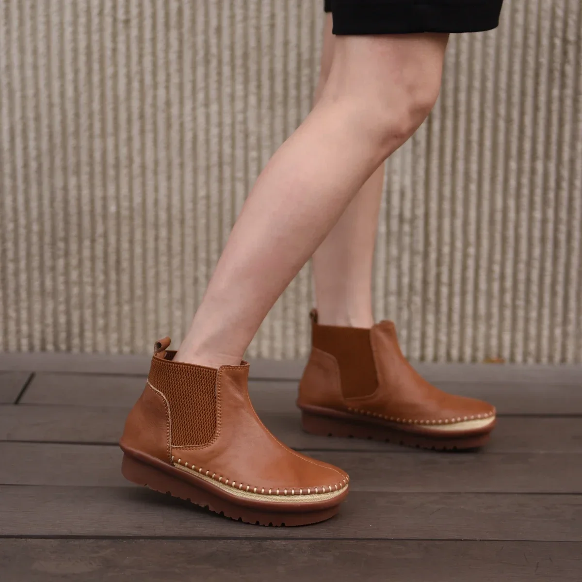 Artmu оригинальные женские ботинки челси на толстом каблуке из натуральной кожи