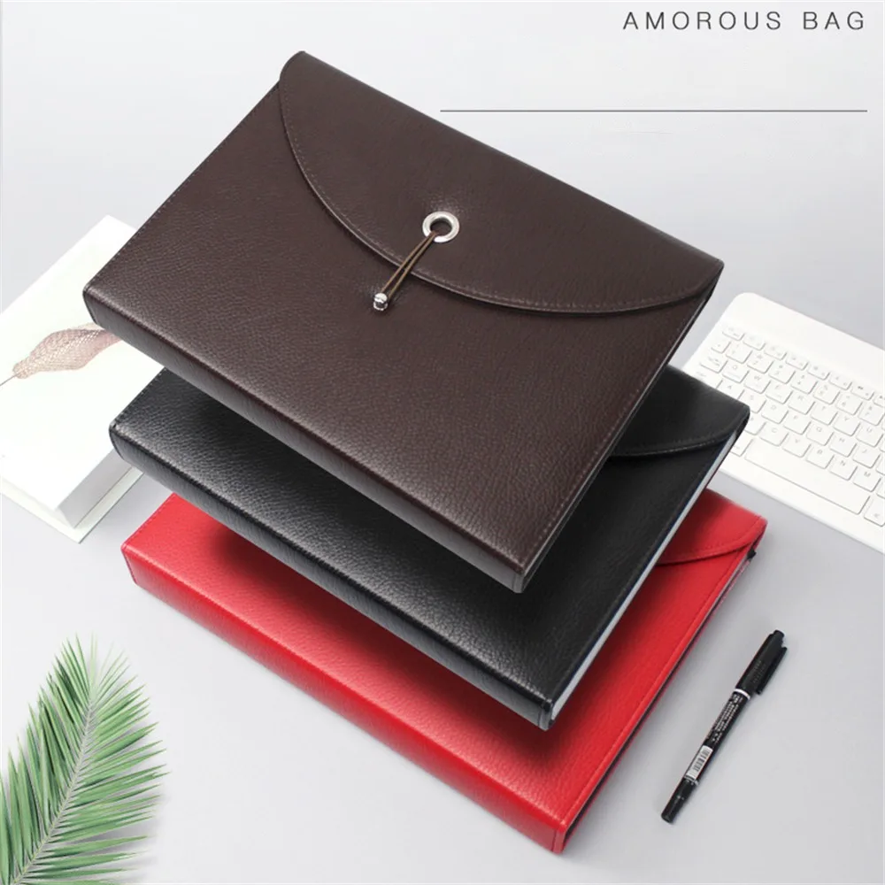 

Tag Bit Organ Bag Storage Large Capacity Briefcase Folder File Holder Elastic Strap Business Storage Bag Leather Business Bag