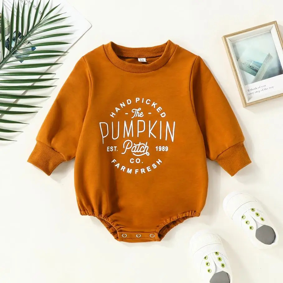 

Holloween Toddler Baby Sweatshirt Rompers Letter Print Casual Long Sleeve Bodysuits Jumpsuit Outfits Holloween Costume 0-24M