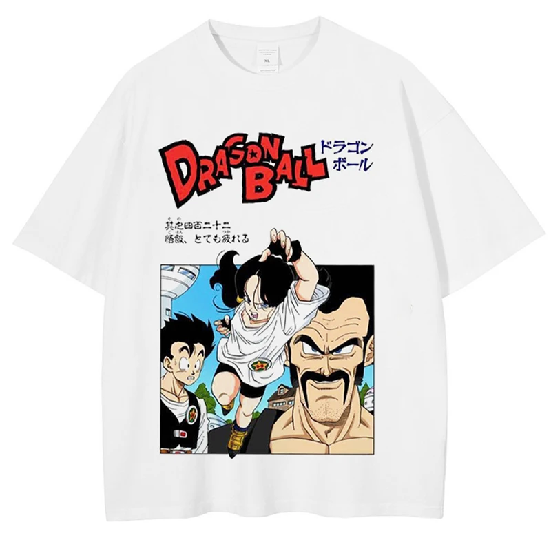 

Hip Hop Streetwear Men Retro White Tshirt Japanese Anime Dragon Ball Printing T-Shirt Harajuku 2023 Summer Casual Tops Tees