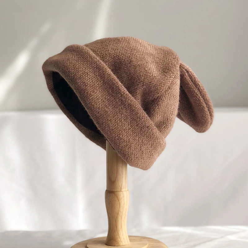 

Rabbit Ears Rabbit Fur Hat Women Autumn And Winter Knitted Wool Hat Winter Warm Korean Version Of Japanese Hat