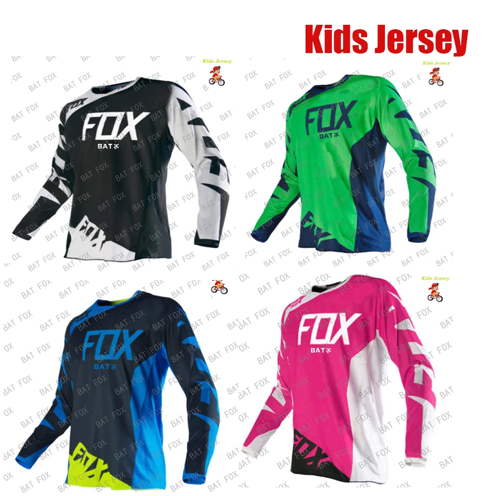 Kids Motocross Downhill Cycling Jerseys MTB BAT Fox Mountain Bike DH Shirt Motorcycle Kids Cycling Clothing
