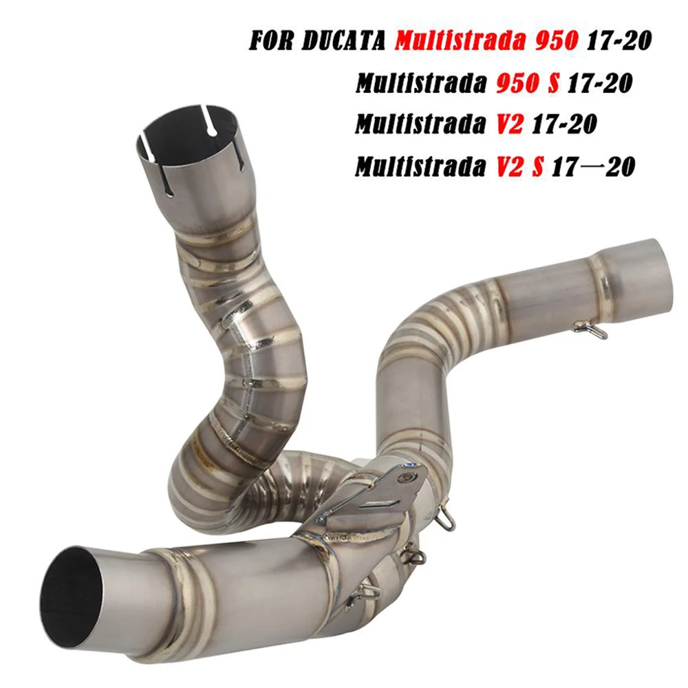 

For DUCATA Multistrada 950 V2 S 2017-2020 Delete Catalyst Motorcycle Exhaust Mid Link Pipe Muffler Titanium Alloy Connect Tube