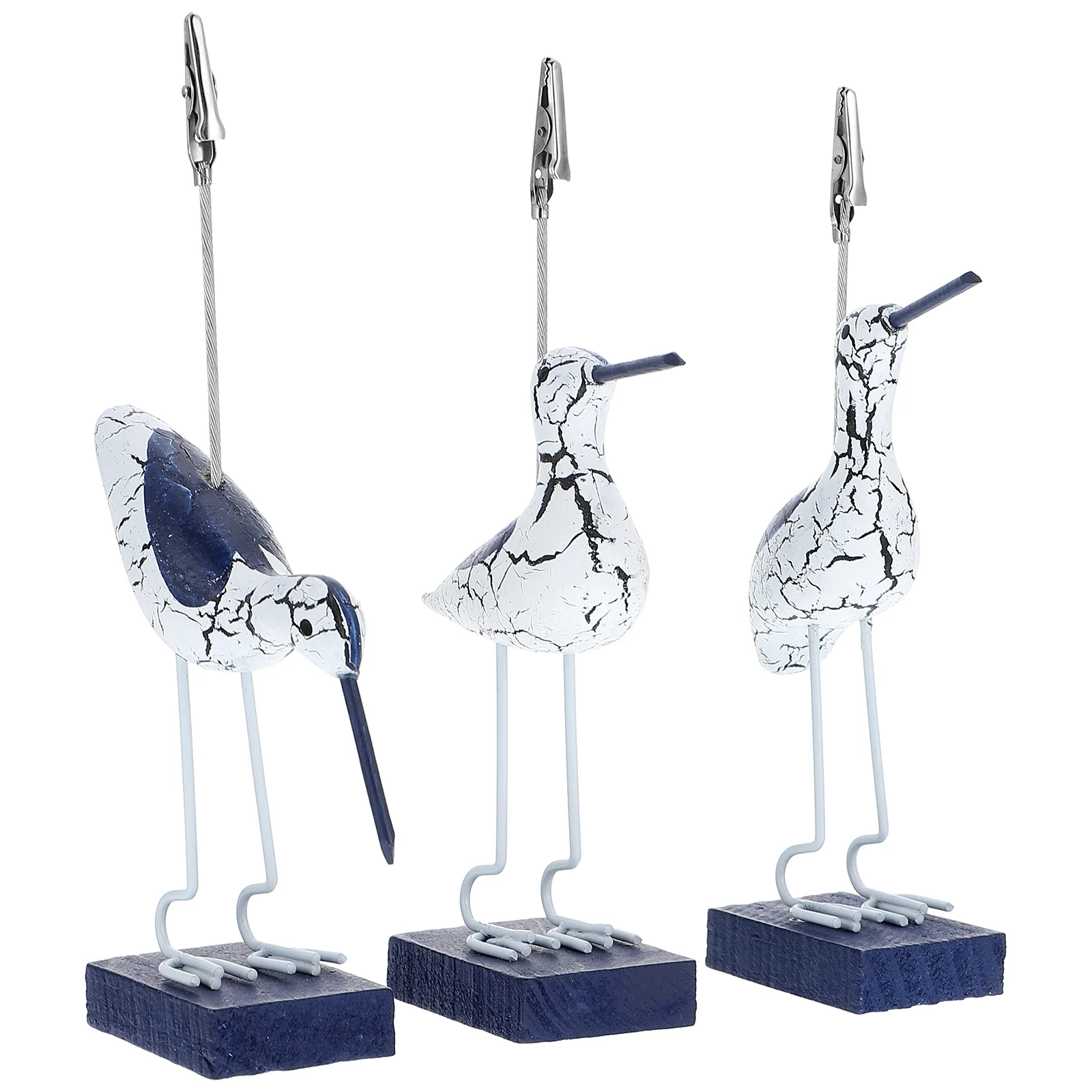 

Mini Figurine Seabird Business Card Holder Clip Memo Party Desktop Note Iron Clamp Photo Home