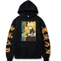 hot anime hoodie demon slayer unisex hoodies agatsuma zenitsu printed mens sweatshirt harajuku streetwear casual pullover