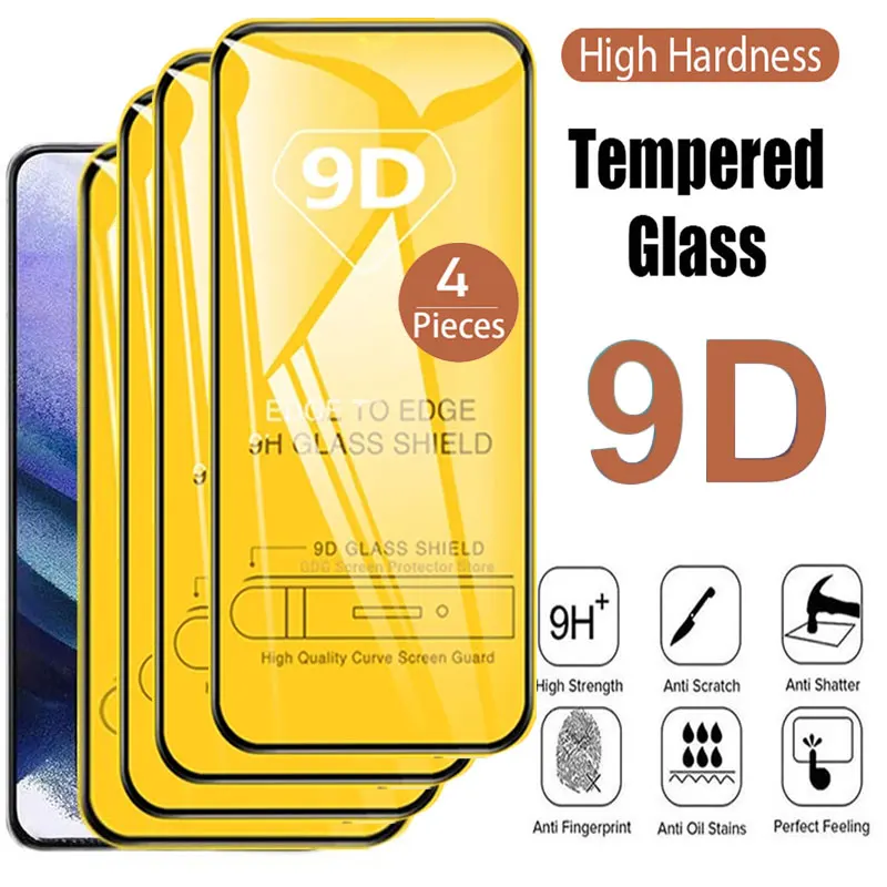 

Защитное стекло 9D для Samsung Galaxy S22 S21 Plus S20 FE S10E Lite A10S A20S A30 A50 A70 A21s A31 A41, 4 шт.