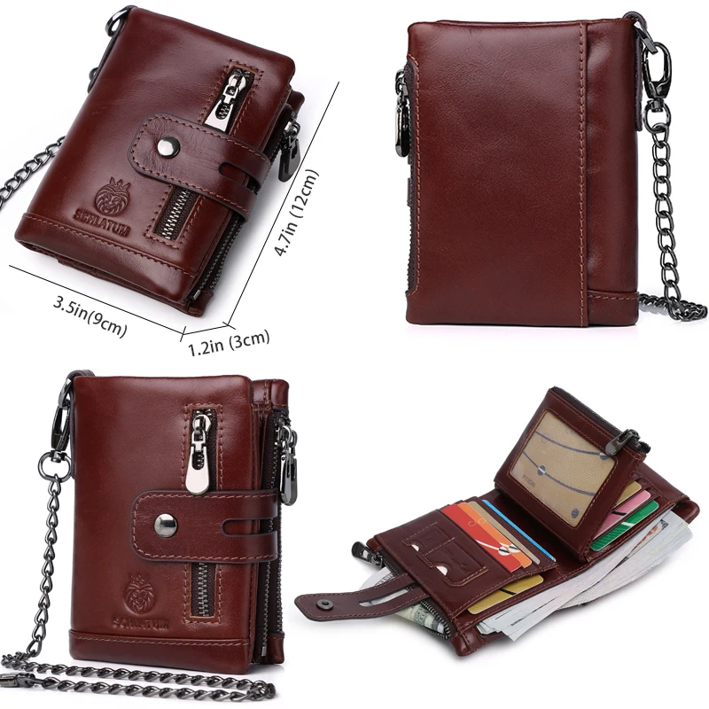 Кошелек мужской кожаный на молнии с RFID-защитой |