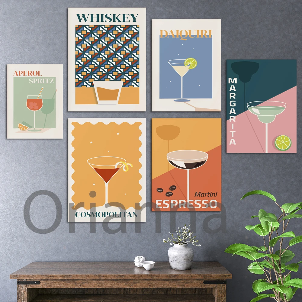

Cocktail Prints, Gallery Wall Prints,Trendy Cocktail Posters,Bar Modern Wall Art Poster Home Decoration Canvas Painting Cuadros