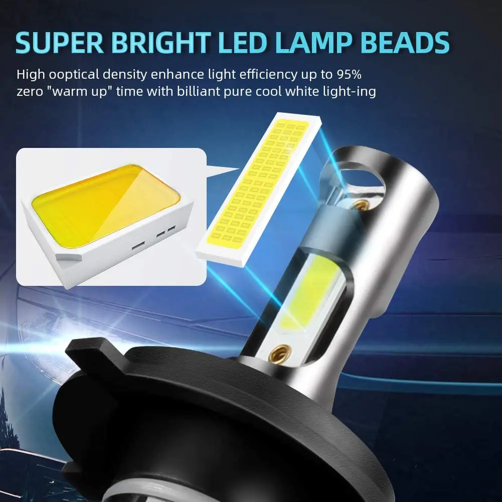 H7 H4 LED Headlight H11 H1 H3 HB3 9005 HB4 9006 LED Lights Auto Fog Lamp For Car 12V 24V 6000K 9004 9007 9012 Auto Lamp Bulb images - 6