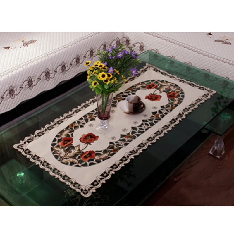 

Tablecloth Rectangle Europe Embroidered Table Dining Table Cover Elegant Round Table Cloth Flower Lace Dressing Tv Dust Cover