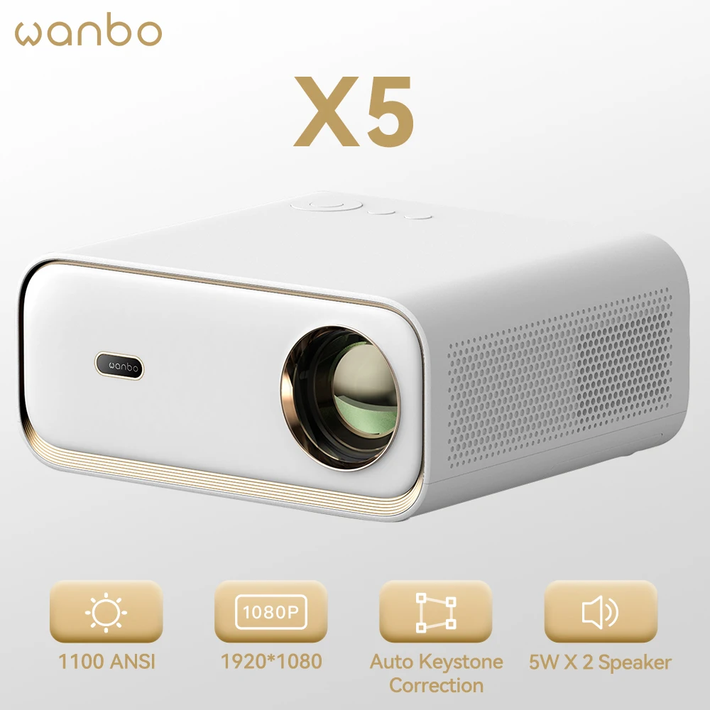 Проектор Wanbo X5, 1100ANSI, Android 9,0, двухдиапазонный, Wi-Fi, 6, 4K ...