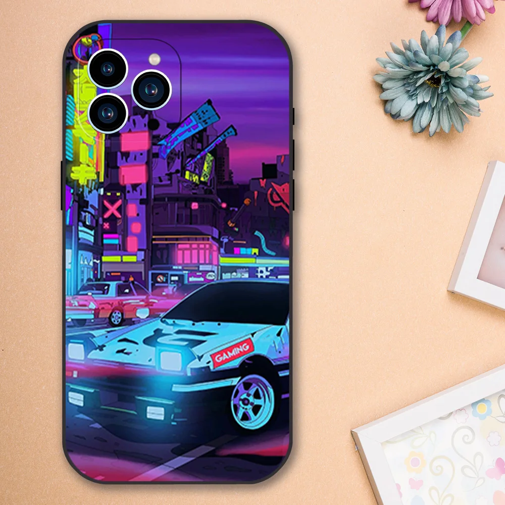 Автомобильный чехол J-JDM Type R Civic Sport для iPhone 12 11 13 14 15 16 Max Pro Plus черный мягкий