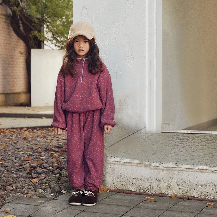 Freely Move 2022 Autumn New Kids Suit Fashion Floral Girls Set Korean Long Sleeve Top and Pant 2Pcs Casual Children Clothes