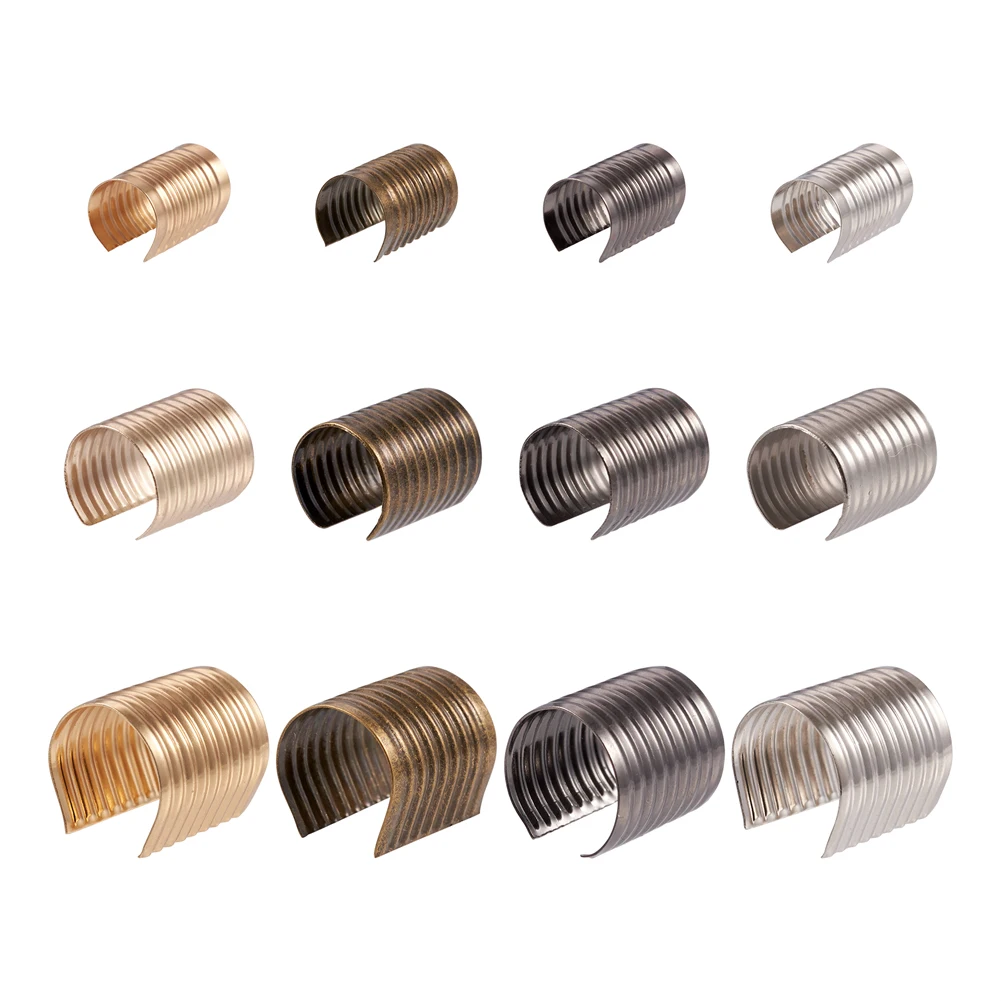 300Pcs Iron Fold Over Crimp Head Clips Leather Cord Clasp  End Jewelry Connector For Tassel Findings Making Crafts Accessories