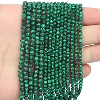 3mm 4mm faceted green malachite natural stone beads charm round loose beads for jewelry making needlework bracelet earrings diy