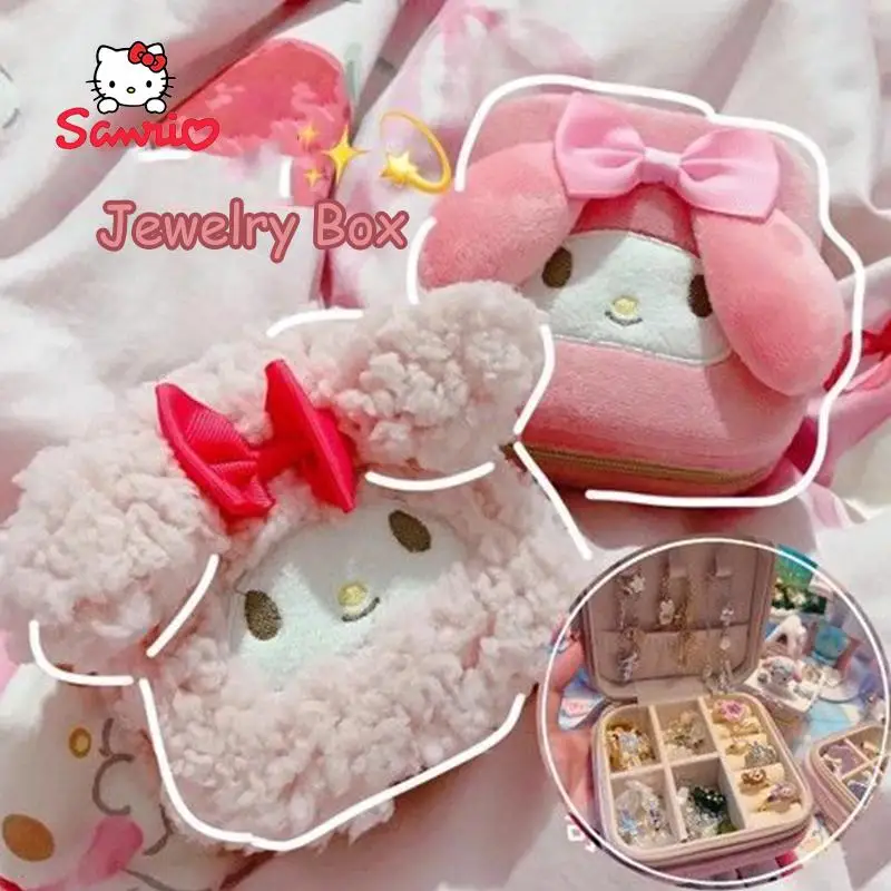 

Sanrio My Melody Jewelry Box High Capacity Portable Travel Carry Ring Earrings Accessories Storage Box Simple Girl Birthday Gift