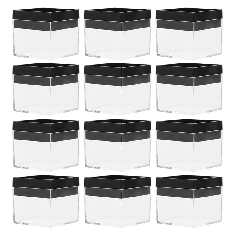 

12pcs Transparent Plastic Square Box Mineral Specimen Collection Box Storage Box