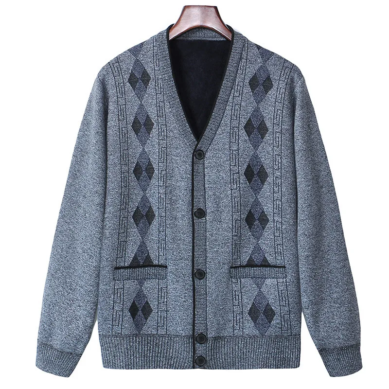 Fashion Brand V-neck Sweater Cardigan Coat Men 2023 Autumn and Winter Fleece Casual Tops Thick Warm Wool Sweater Drop Shipping