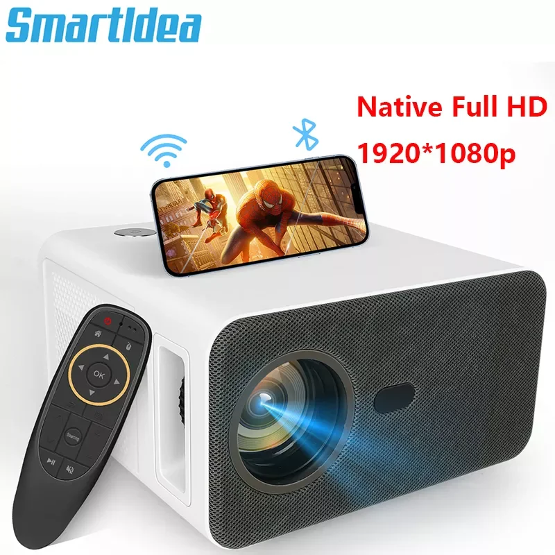 

Smartldea 2022 New Native 1080P Full HD Projector, Mirror Android 9.0 version option Video Proyector Home Cinema Portable Beamer