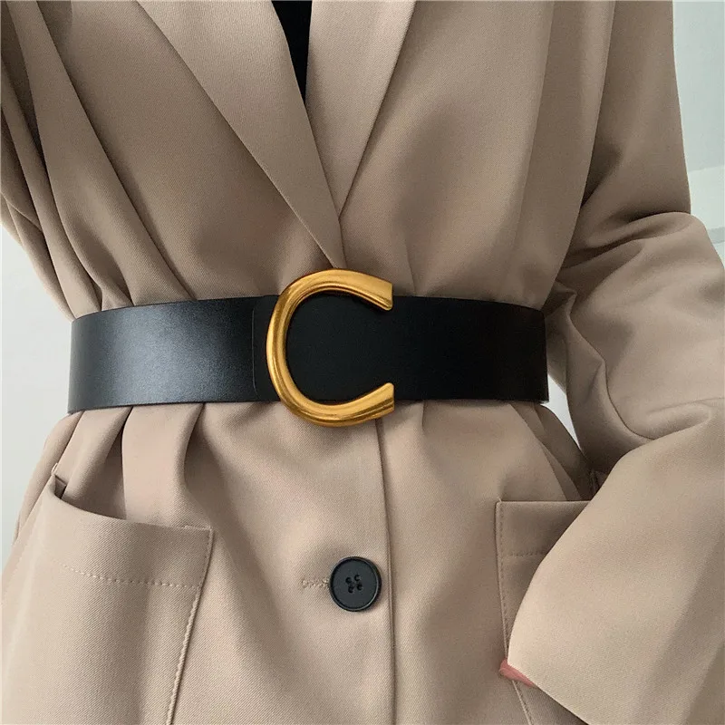 

Punk Vintage PU Leather Belts for Women Big Buckle Designer Black Wide Waistbands Corset Dress Lady Fashion Waist Strap Coat